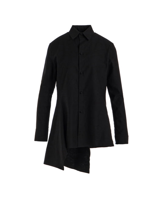 COTTON TWILL LONG SWITCHED BLOUSE