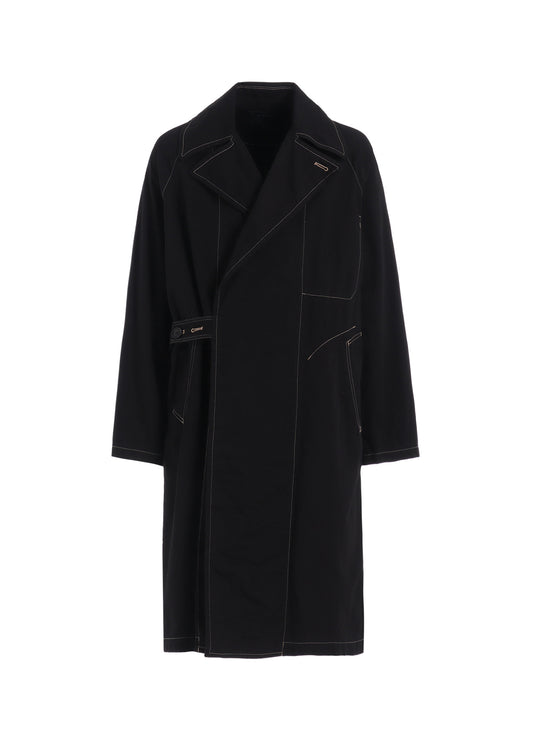 COTTON TWILL GARMENT DYED TIE-LOCKEN COAT