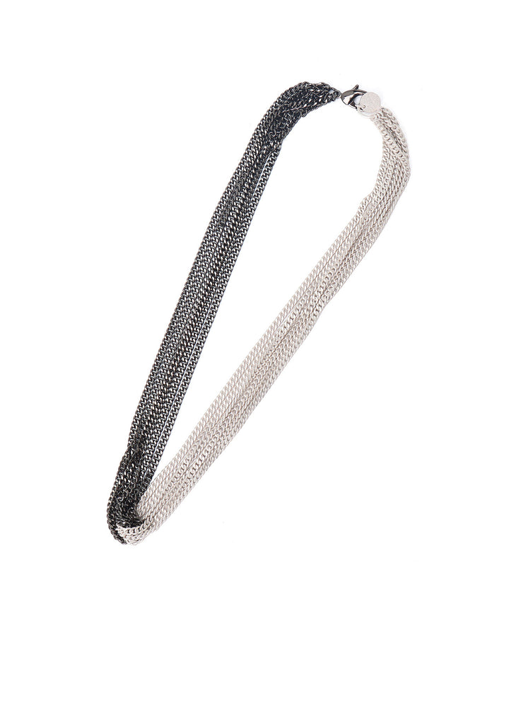 TWO-TONE CONTRAST MULTI CHAIN NECKLACE