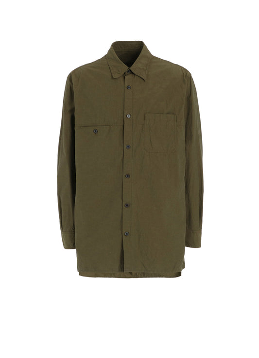 COTTON LINEN SINGLE WELT POCKET SHIRT