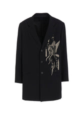 WASHER WOOL GABARDINE PRINT EMBROIDERY TAILORED JACKET