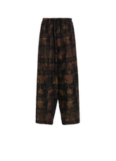 CHECK JACQUARD WAIST-STRING WIDE PANTS