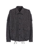 BRUSHED TWILL NEEDLE PUNCH EPAULETTE OVERSIZED BLOUSON