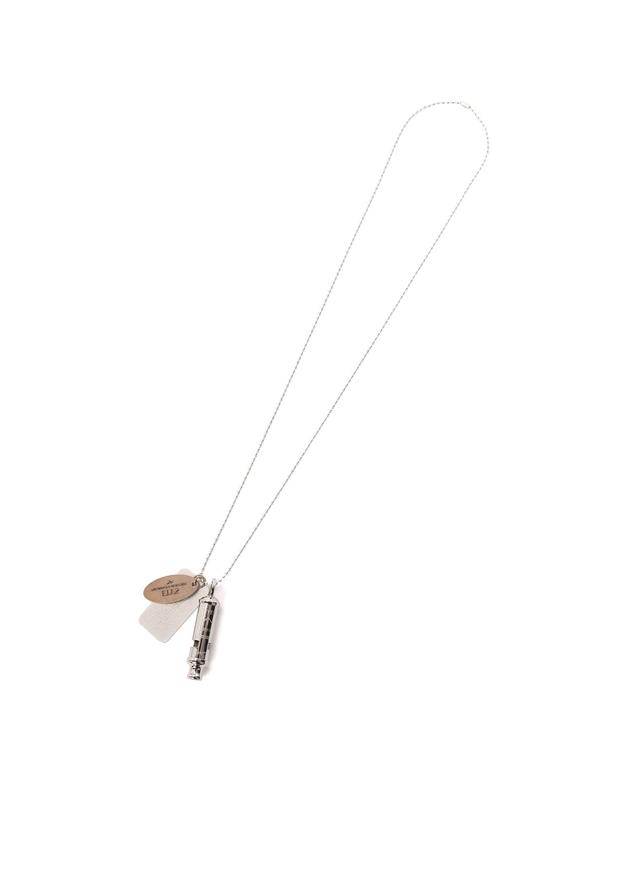 STAINLESS STEEL WHISTLE NECKLACE WITH BRASS TAG – THE SHOP YOHJI