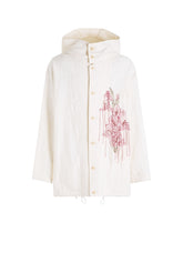 COTTON/LINEN FLOWER EMBROIDERY PARKA