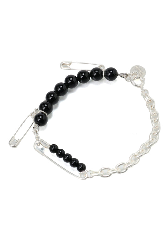 SAFETY PINS ONYX BRACELET