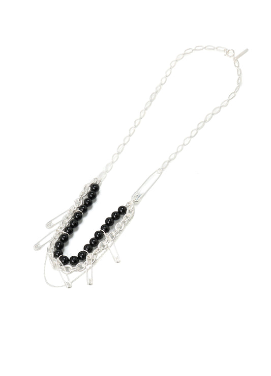 SAFETY PINS ONYX NECKLACE
