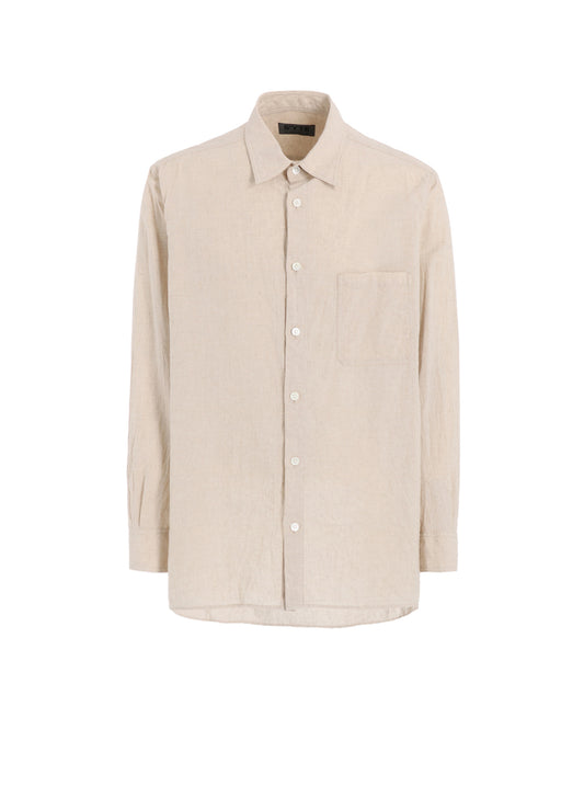 COTTON/LINEN POPLIN LOOSE-FIT REGULAR COLLAR SHIRT
