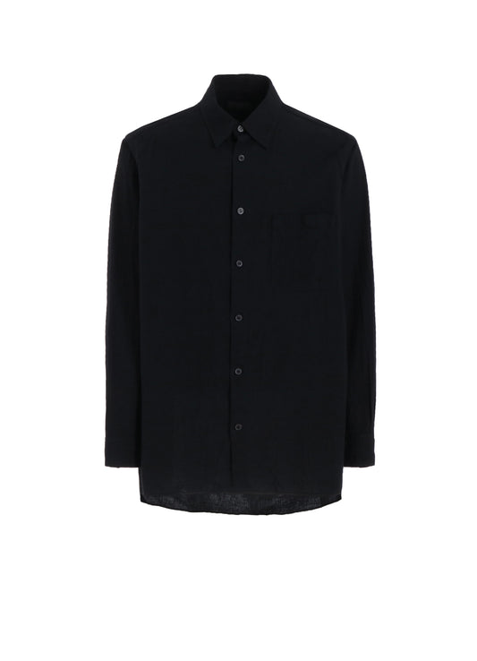 COTTON/LINEN POPLIN LOOSE-FIT REGULAR COLLAR SHIRT