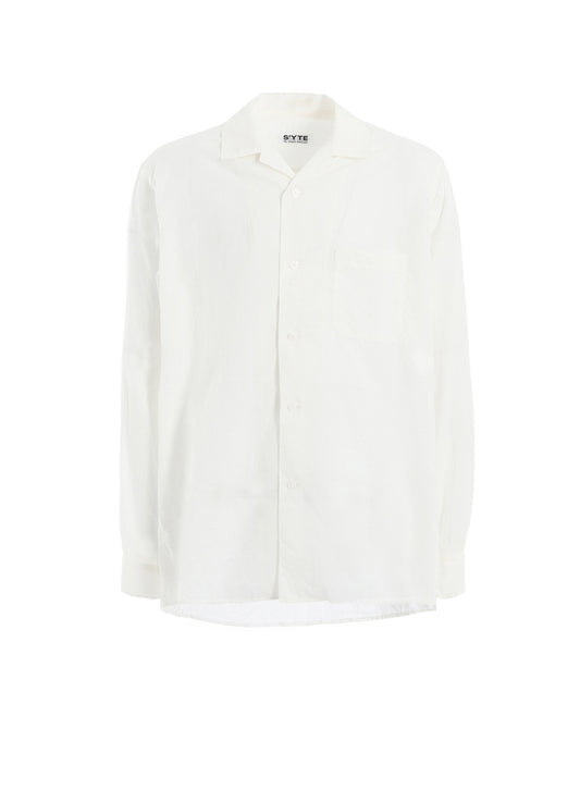 COTTON SILK LOAN LOOSE-FIT OPEN COLLAR SHIRT