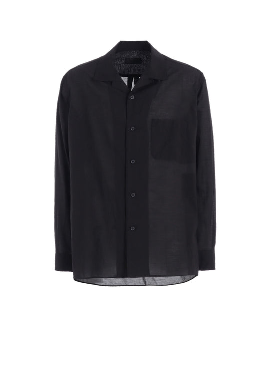COTTON SILK LOAN LOOSE-FIT OPEN COLLAR SHIRT
