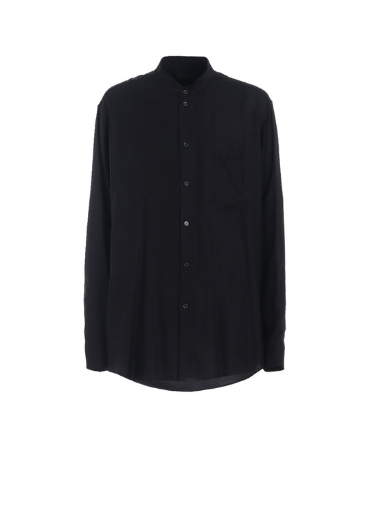 RAYON TWILL LOOSE FIT STAND COLLAR SHIRT