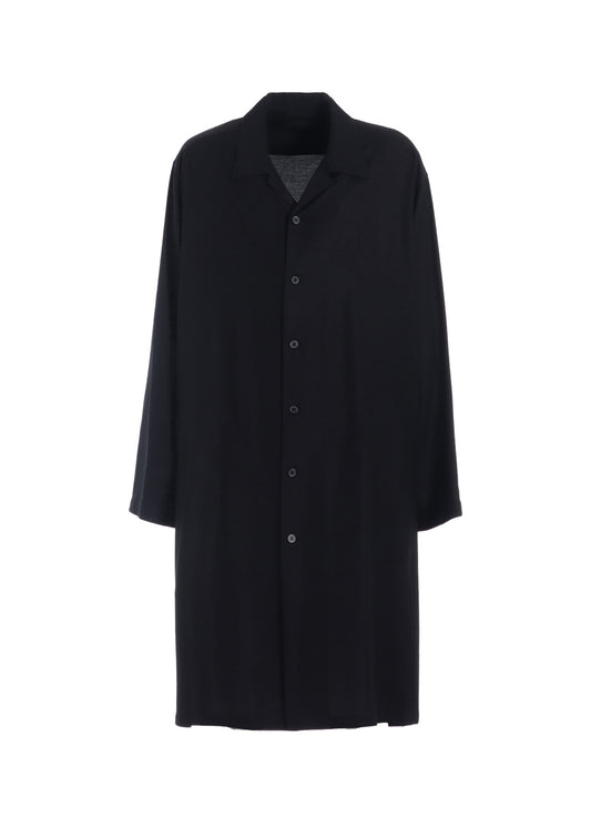RAYON TWILL OPEN-COLLAR LONG SHIRT