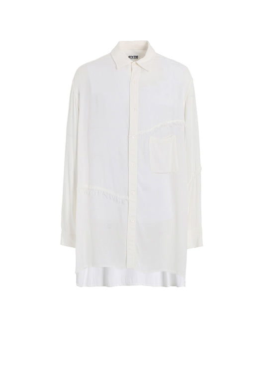 VISCOSE TWILL CUT-OFF OVERSIZED REGULAR COLLAR SHIRT