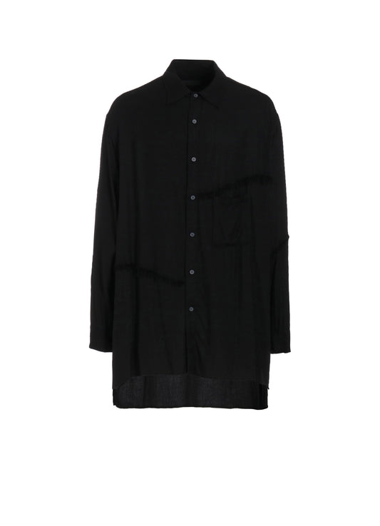 VISCOSE TWILL CUT-OFF OVERSIZED REGULAR COLLAR SHIRT