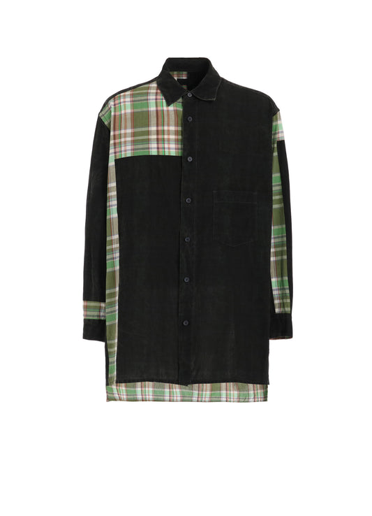 MADRAS CHECK PIGMENT PRINT OVERSIZED REGULAR COLLAR SHIRT