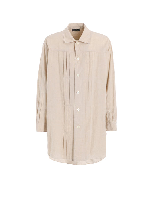 COTTON/LINEN POPLIN PLEATED OVERSIZE SHIRT