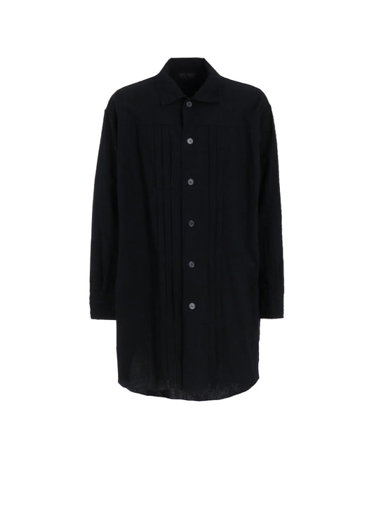 COTTON/LINEN POPLIN PLEATED OVERSIZE SHIRT