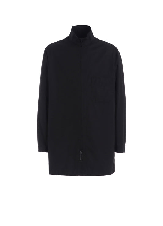 COTTON BROAD STAND COLLAR ZIPPER SHIRT