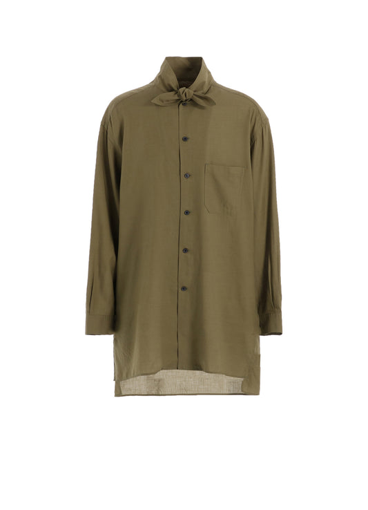 COTTON/TENCEL BROAD RIBBON COLLAR SHIRT