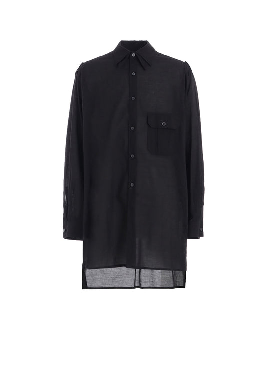 COTTON SILK LOAN OVERSIZED DOUBLE COLLAR MILITARY SHIRT