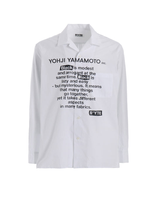 COTTON BROAD「Black is modest」MESSAGE PRINTED SHIRT