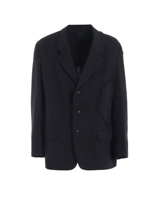 LINEN/COTTON HERRINGBONE ZIGZAG CUT-OUT JACKET