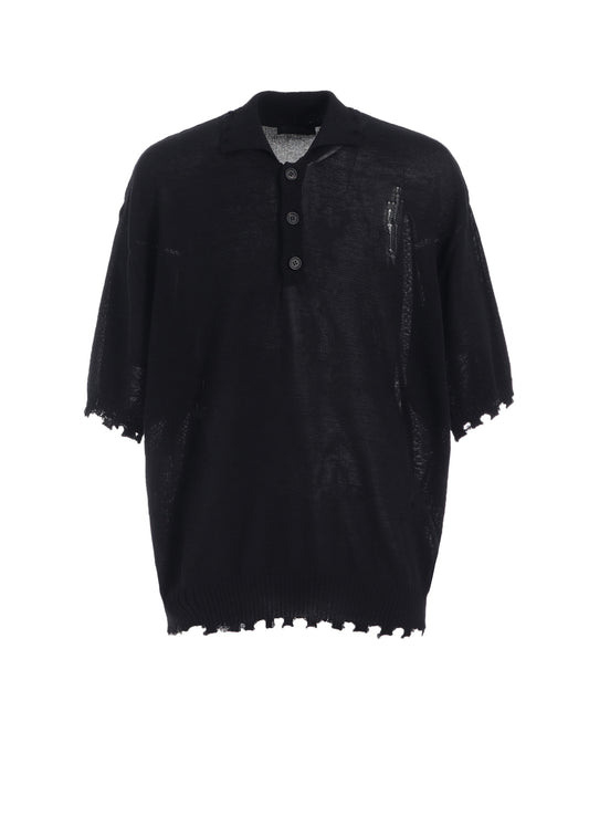 COMPACT TWIST 10G DAMAGED KNITTED POLO SHIRT