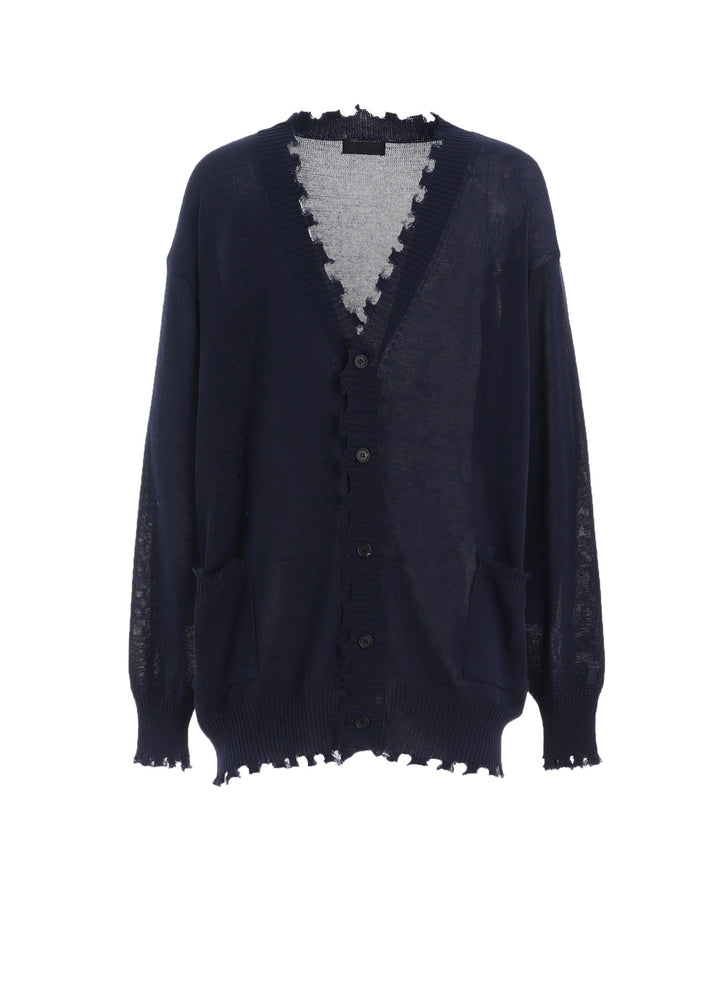 COMPACT TWIST 10G DAMAGED KNITTED CARDIGAN