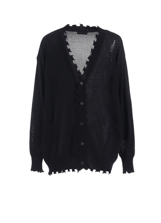COMPACT TWIST 10G DAMAGED KNITTED CARDIGAN