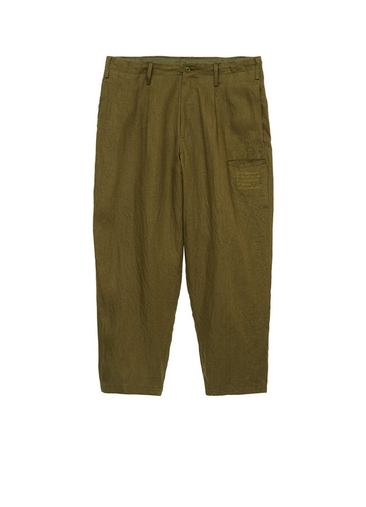 S’YTE × GDC Collaborate Collection- VINTAGE LINEN CHINO CLOTH OCTAGON STAR EMBROIDERY WAIST-STRING PANTS