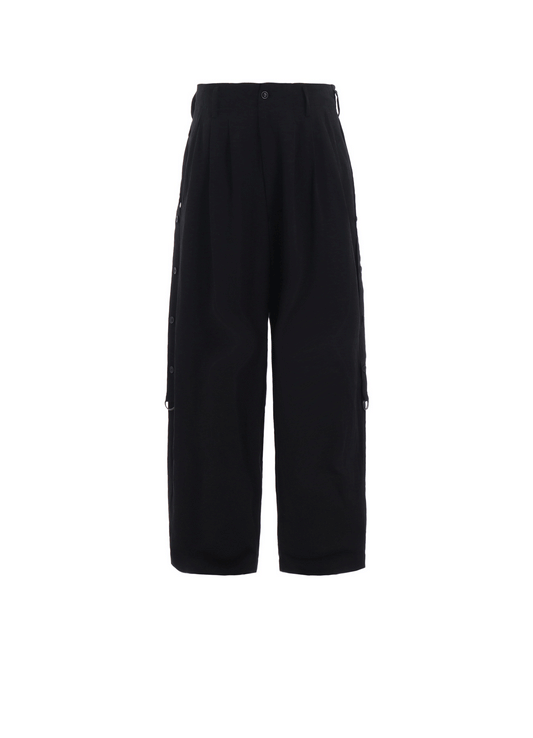 COTTON/LINEN DUNGAREE SIDEBANDED PANTS