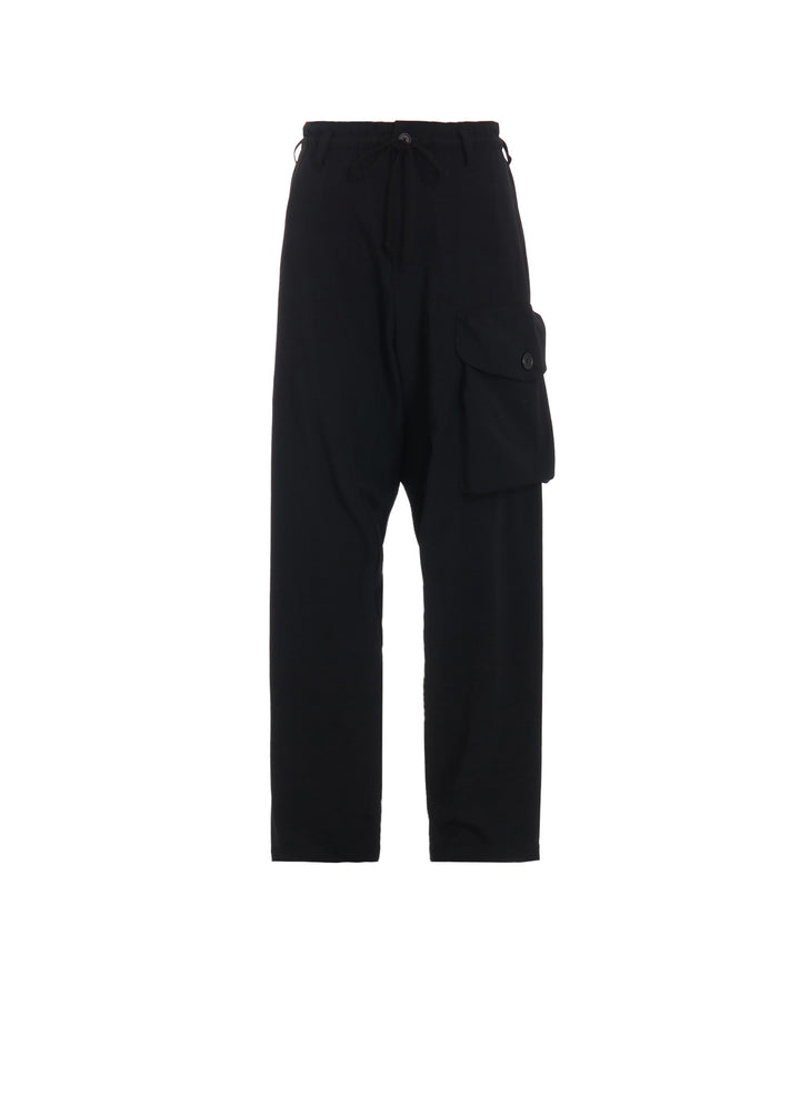 WASHER WOOL GABARDINE WAIST-STRING POCKET PANTS