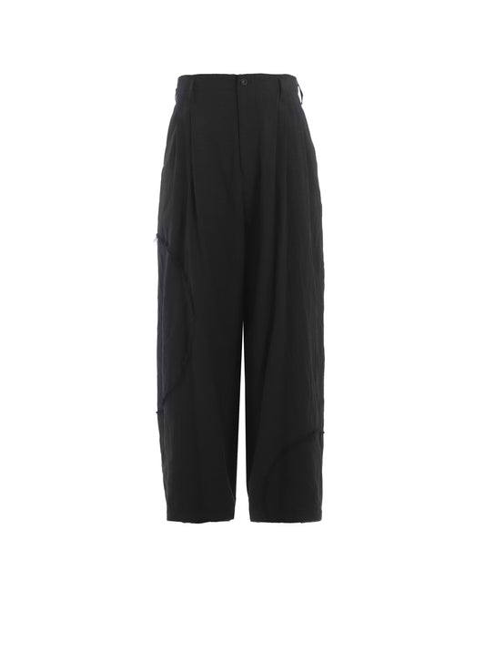 LINEN/COTTON HERRINGBONE ZIGZAG CUT-OUT PANTS