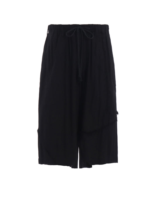VISCOSE TWILL CUT-OFF WIDE SHORTS
