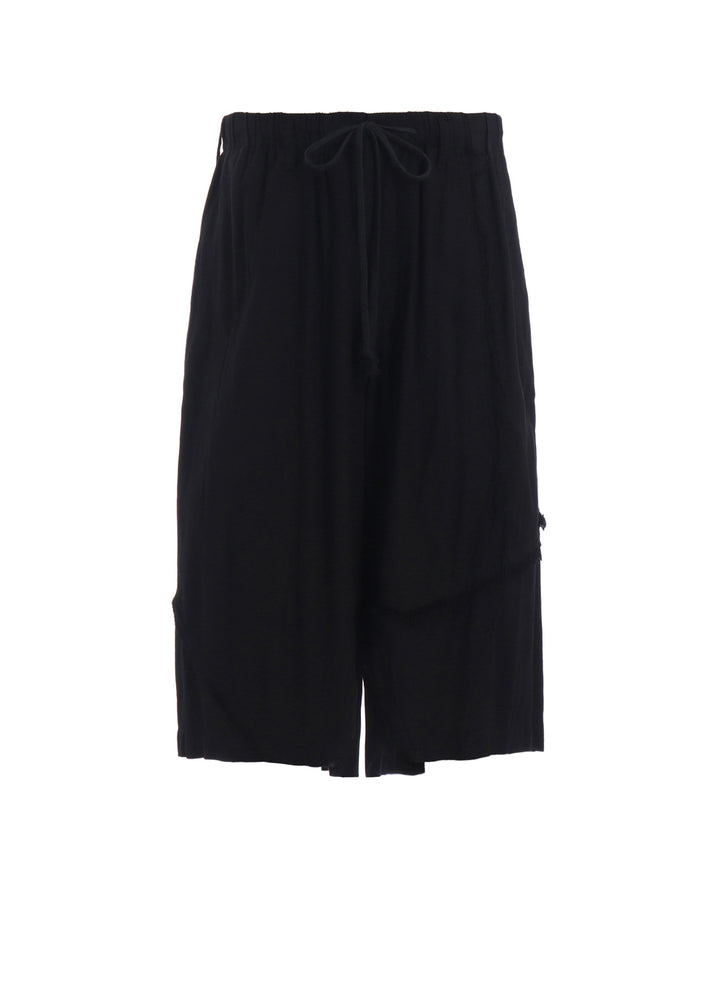 VISCOSE TWILL CUT-OFF WIDE SHORTS