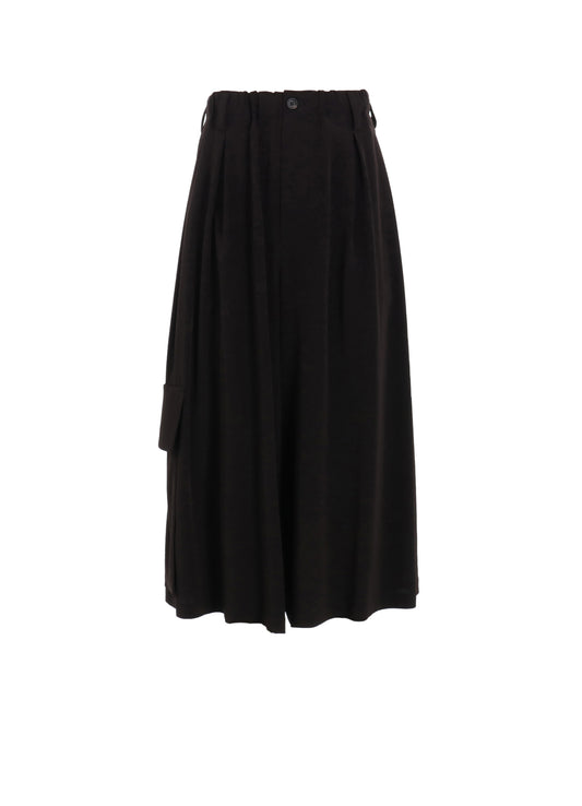 CREPE de CHINE CROPPED WIDE PANTS WITH GUSSETED FLAP POCKET