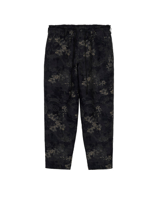 S’YTE × GDC Collaborate Collection- FADED FLORAL JACQUARD OCTAGON STAR EMBROIDERY WAIST-STRING PANTS