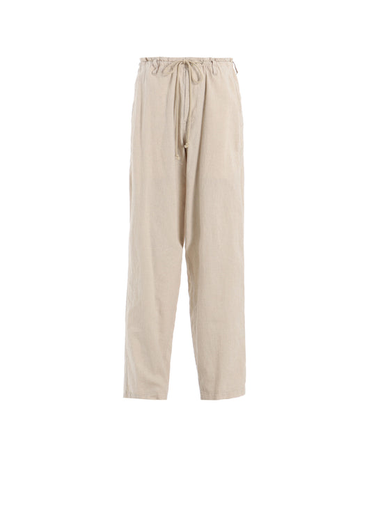 COTTON/LINEN POPLIN WAIST-STRING PANTS