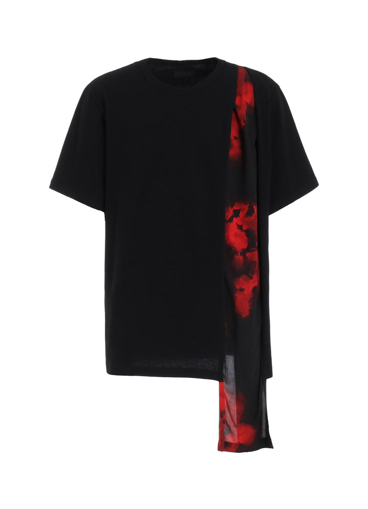 FLAMES PATTERN ASYMMETRICAL S/S T-SHIRT