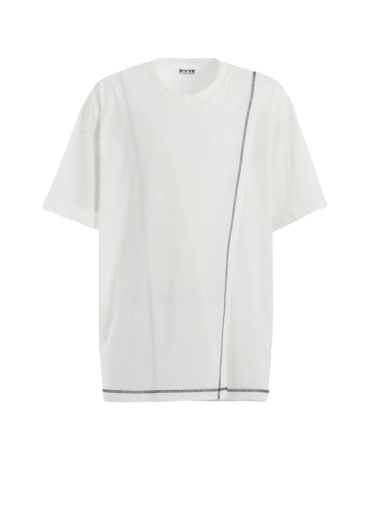 SOFT JERSEY COLOR STITCH LAYERED T-SHIRT