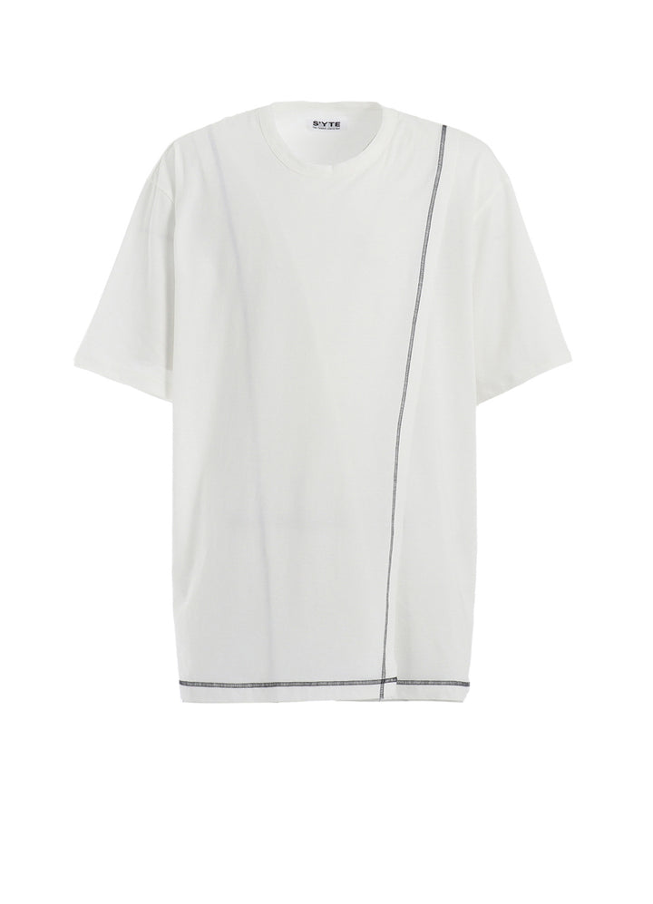SOFT JERSEY COLOR STITCH LAYERED T-SHIRT