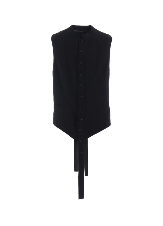 COTTON/LINEN DUNGAREE STAND COLLAR VEST