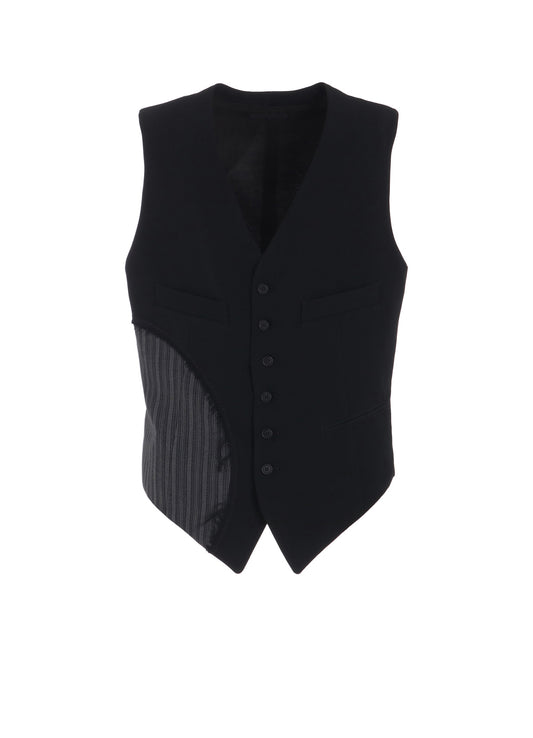 WASHER WOOL GABARDINE CUT-OUT STRIPED VEST