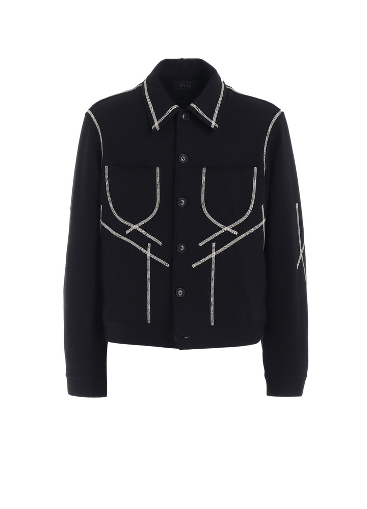 FRENCH TERRY RANDOM STITCH TRUCKER JACKET