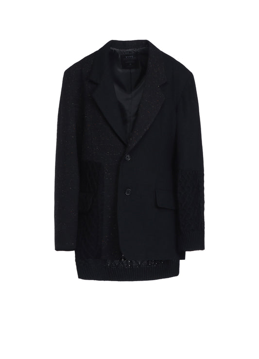 COLOR NEP CALZE + ETERMINE TWEED JACKET WITH KNIT SWITCHING DESIGN