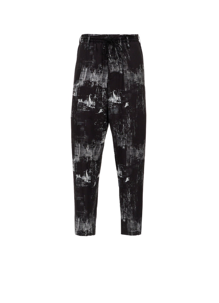 WITHERED BRANCH PRINT RAYON ROPE WAIST STRAIGHT PANTS