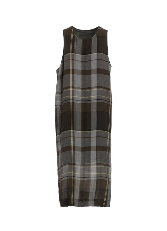 RY/NY GAUZE PLAID SLEEVELES DRESS