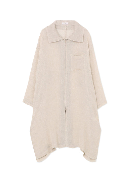 LENO CLOTH STAND COLLAR DRESS