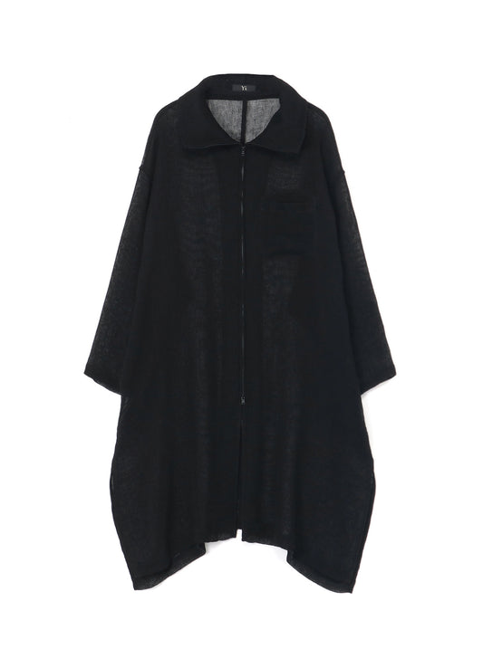 LENO CLOTH STAND COLLAR DRESS